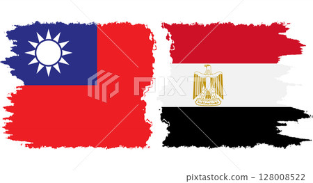 Egypt and Taiwan grunge flags connection vector 128008522
