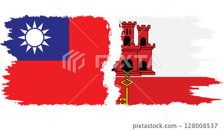 Gibraltar and Taiwan grunge flags connection vector Gibraltar and Taiwan grunge flags connection vector 128008537