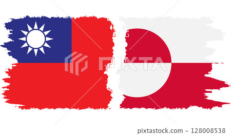 Greenland and Taiwan grunge flags connection vector Greenland and Taiwan grunge flags connection vector 128008538