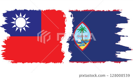 Guam and Taiwan grunge flags connection vector Guam and Taiwan grunge flags connection vector 128008539