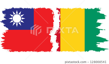 Guinea and Taiwan grunge flags connection vector Guinea and Taiwan grunge flags connection vector 128008541