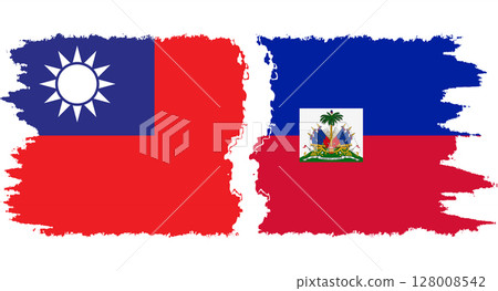 Haiti and Taiwan grunge flags connection vector Haiti and Taiwan grunge flags connection vector 128008542