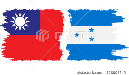 Honduras and Taiwan grunge flags connection vector Honduras and Taiwan grunge flags connection vector 128008543
