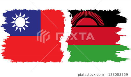Malawi and Taiwan grunge flags connection vector 128008569