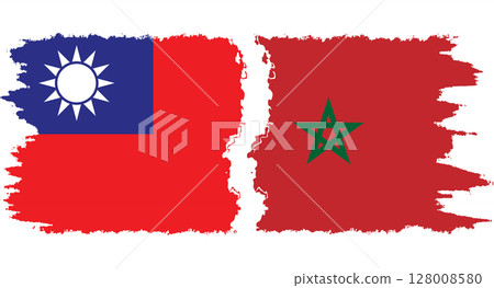 Morocco and Taiwan grunge flags connection vector 128008580