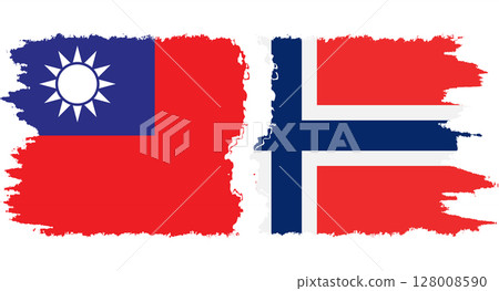 Norway and Taiwan grunge flags connection vector Norway and Taiwan grunge flags connection vector 128008590