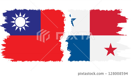 Panama and Taiwan grunge flags connection vector Panama and Taiwan grunge flags connection vector 128008594