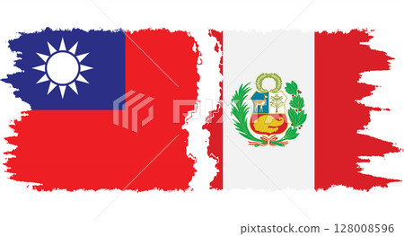 Peru and Taiwan grunge flags connection vector Peru and Taiwan grunge flags connection vector 128008596