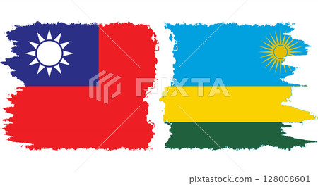 Rwandan and Taiwan grunge flags connection vector Rwandan and Taiwan grunge flags connection vector 128008601