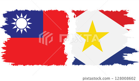 Saba and Taiwan grunge flags connection vector 128008602