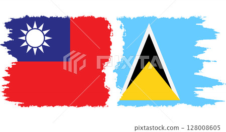 Saint Lucia and Taiwan grunge flags connection vector Saint Lucia and Taiwan grunge flags connection vector 128008605