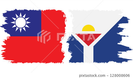 Saint Martin and Taiwan grunge flags connection vector Saint Martin and Taiwan grunge flags connection vector 128008606