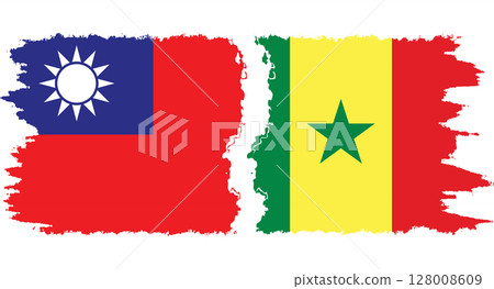Senegal and Taiwan grunge flags connection vector Senegal and Taiwan grunge flags connection vector 128008609