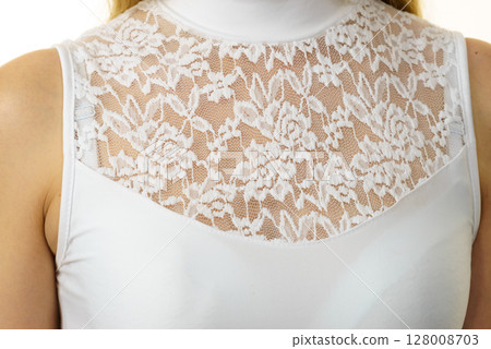 Woman wearing white top Woman wearing white top 128008703