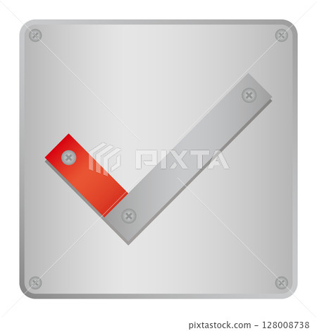 Illustration of a check mark in metallic design Illustration of a check mark in metallic design 128008738