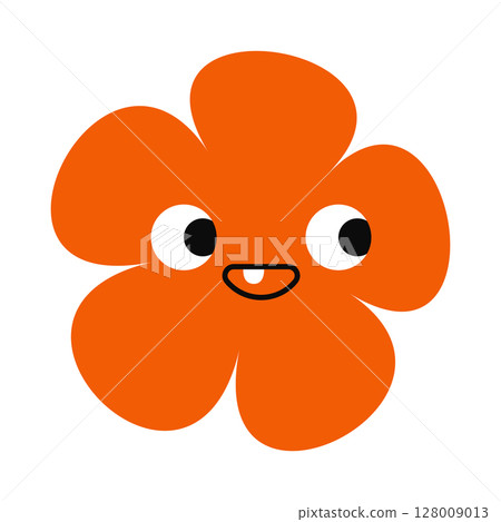 Minimalistic floral icon featuring a happy doodle face. Clean, colorful, and ideal for cheerful visual themes 128009013