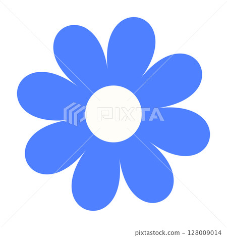 Stylized blue flower icon with geometric petals and soft elegance. A sleek blend of floral simplicity and modern design Stylized blue flower icon with geometric petals and soft elegance. A sleek blend of floral simplicity and modern design 128009014