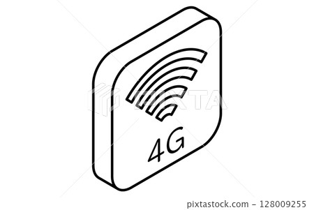 網路圖像插圖，4G等距線圖標，黑白 128009255