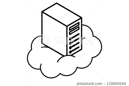雲端等距線圖示中的 Web 伺服器,黑色和白色 雲端等距線圖示中的 Web 伺服器,黑色和白色 128009268