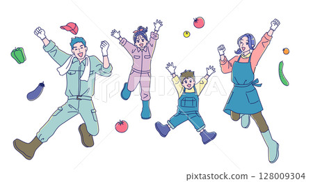 一家人享受農業體驗 128009304