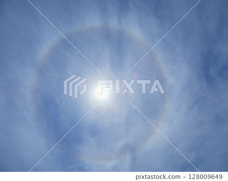 藍天和太陽與遮陽傘的風景 128009649