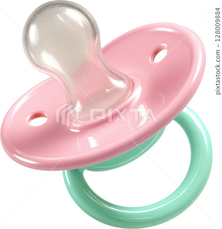 Sweet pink and mint green baby pacifier for newborns 128009884