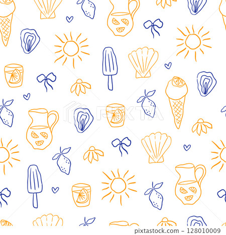 Hand drawn doodle pattern with lemon 128010009