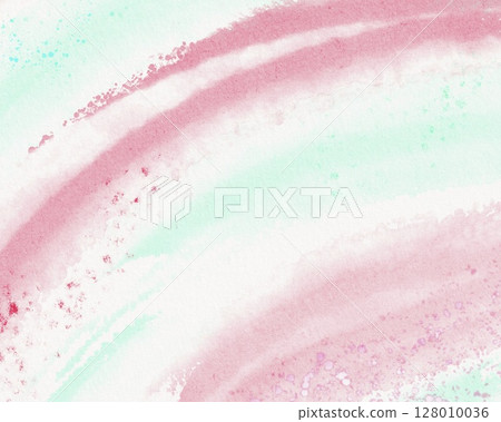 Mint Pink Watercolor Background With Brush Strokes 128010036