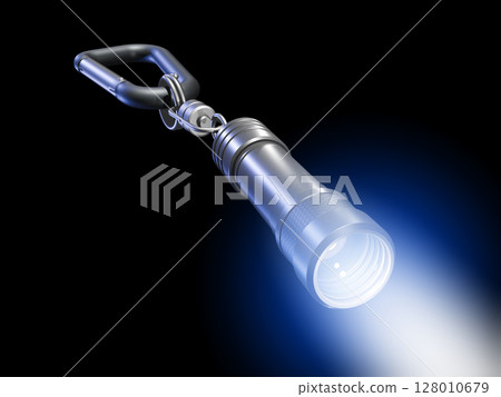 迷你強光手電筒LED燈迷你閃光燈黑色背景 迷你強光手電筒LED燈迷你閃光燈黑色背景 128010679