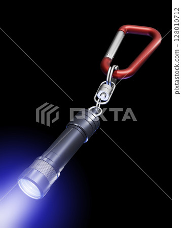 Mini light flashlight LED light Mini flash light black background Mini light flashlight LED light Mini flash light black background 128010712