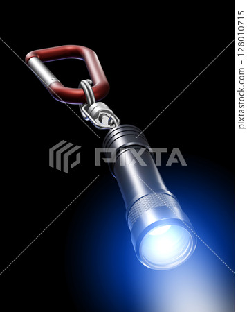Mini light flashlight LED light Mini flash light black background Mini light flashlight LED light Mini flash light black background 128010715