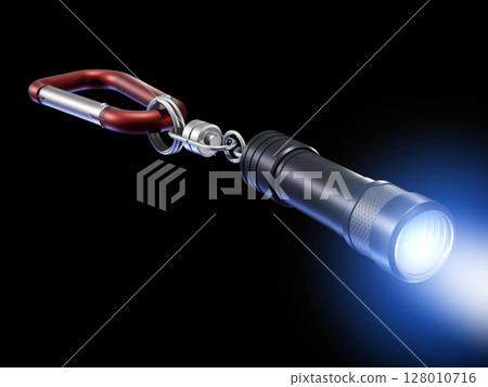 迷你強光手電筒LED燈迷你閃光燈黑色背景 128010716