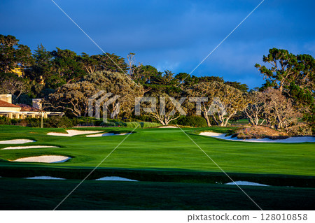 Pebble Beach golf course, Monterey, California, usa 128010858