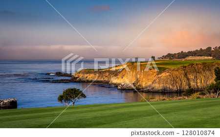 Pebble Beach golf course, Monterey, California, usa Pebble Beach golf course, Monterey, California, usa 128010874