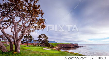 Pebble Beach golf course, Monterey, California, usa 128010891