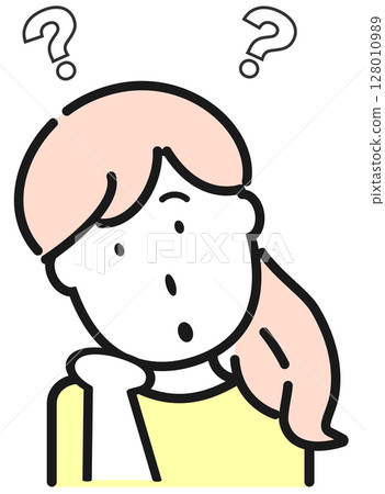 Illustration of a woman with a question 128010989