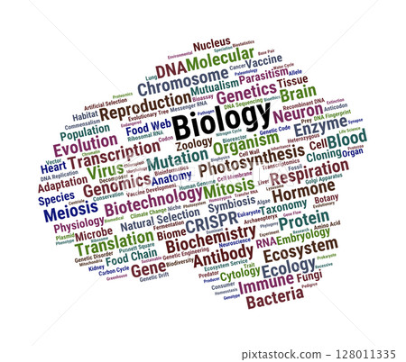 Biology Word Cloud. Fundamental Terms In Cell Science, Genetics, Evolution And Ecology Biology Word Cloud. Fundamental Terms In Cell Science, Genetics, Evolution And Ecology 128011335