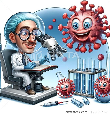 representation of science fighting viruses 128011585