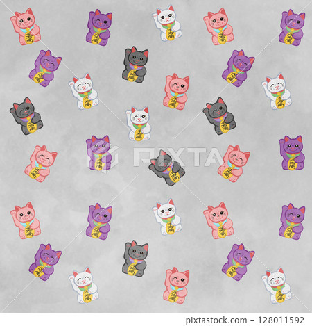 Cute Maneki Neko Pattern White Version 128011592