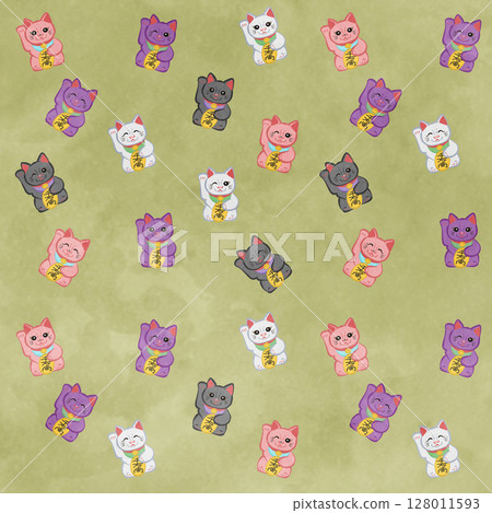 Cute Lucky Cat Pattern YellowVer Cute Lucky Cat Pattern YellowVer 128011593