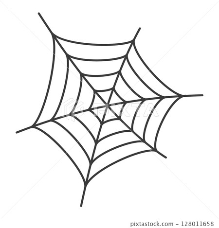 Distorted simple black spider web line icon - Halloween and horror image and decoration parts material 128011658