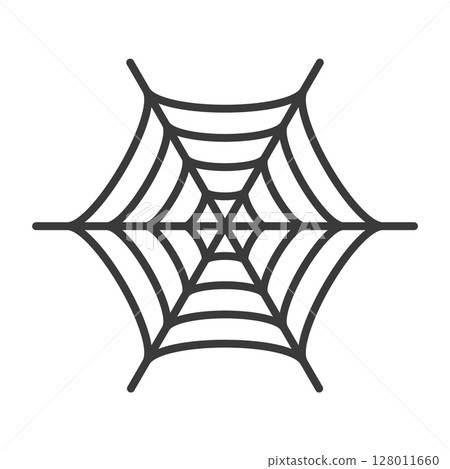 Simple black spider web line icon - Halloween and horror image and design parts material Simple black spider web line icon - Halloween and horror image and design parts material 128011660
