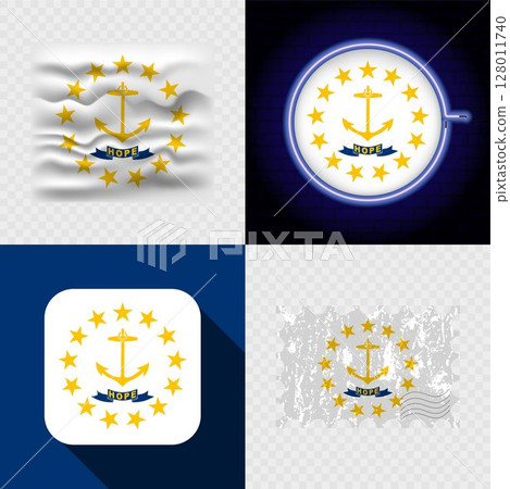 Creative the Rhode Island Flag Icon Set Collection. 128011740