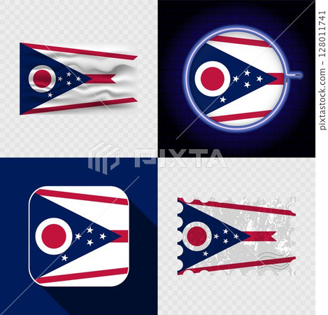 Creative the Ohio Flag Icon Set Collection. Creative the Ohio Flag Icon Set Collection. 128011741