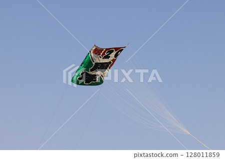 A scene of large kite flying in Kasukabe City, Saitama Prefecture 128011859