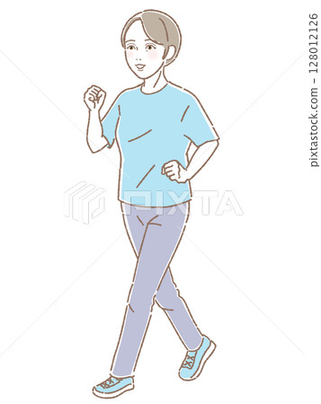 Middle-aged women walking Middle-aged women walking 128012126