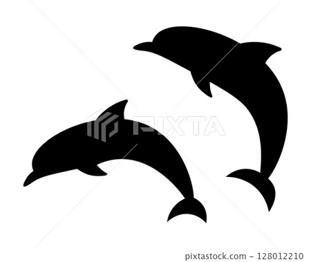 Dolphin vector illustration material - Sea creature icons, frames, decorations, backgrounds 128012210