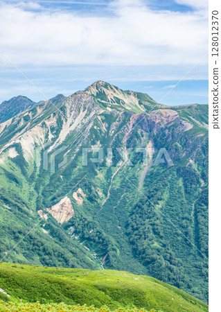 Mt. Washiba seen from Mt. Soroban. Climbing Mt. Mitsumatarenge in the Northern Alps 128012370