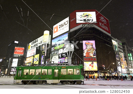 Sapporo in winter: Susukino intersection at night Sapporo in winter: Susukino intersection at night 128012450