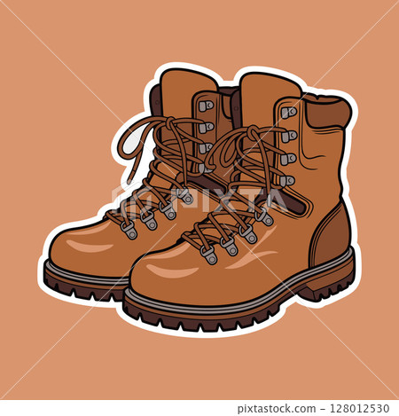 Hiking Boots Outdoor Footwear Illustration	 128012530